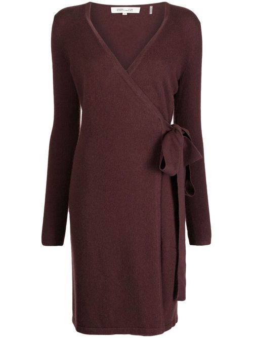 Linda wrap V-neck minidress - Brown