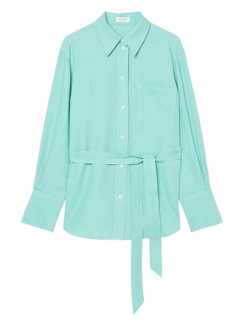 Belted button-up shirt - Blue