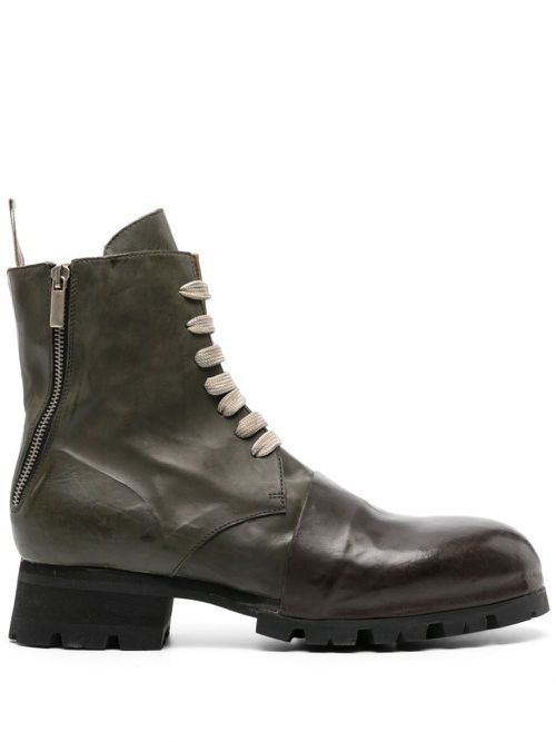 Polished-finish leather boots - Green