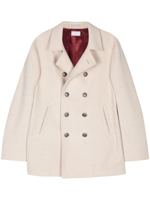 Double-breasted cashmere jacket - Neutrals