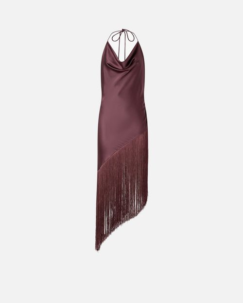 Asymmetrical top in satin with fringes - 36