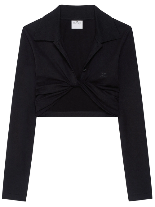 Black V-Neck Twist Detailing Crop Top