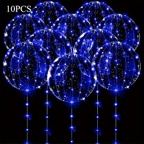 TEMU 10pcs Led -the-dark Blue Balloons - Wedding, Birthday, And Christmas Decorations - Battery Powered batteries Not Included