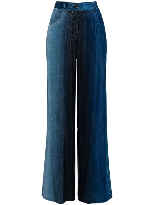 Corduroy straight-leg trousers - Blue