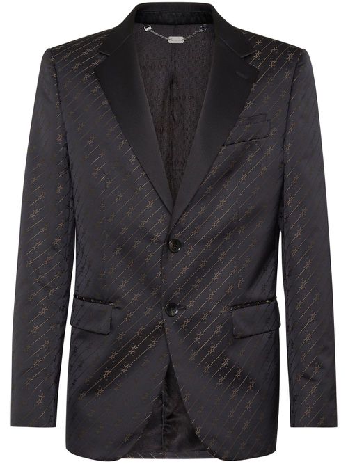 Jacquard long-sleeve blazer - Black