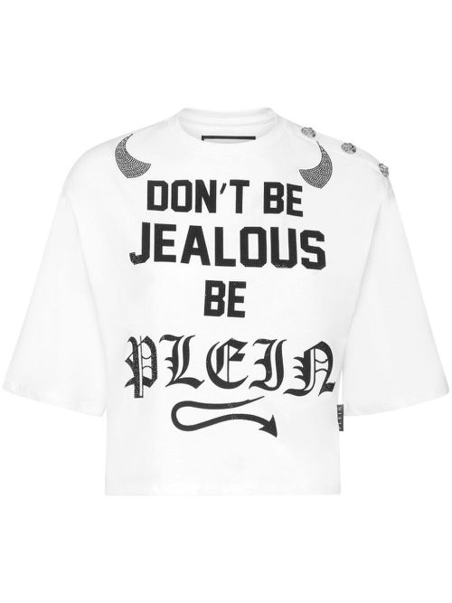 Cropped round-neck T-shirt - White