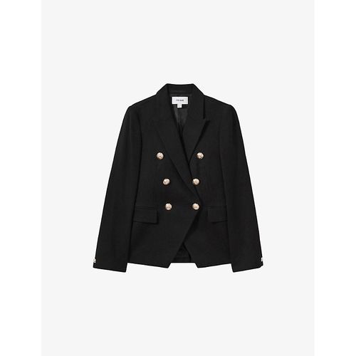 Womens Tally Double-Breasted Tailored Wool-Blend Blazer