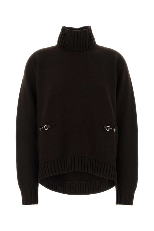 Wool Cashmere Blend Sweater — Brown
