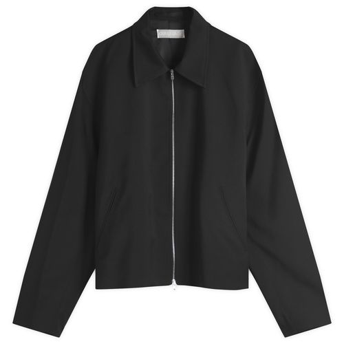 Men's Mini Zip Jacket in Black Worsted Wool