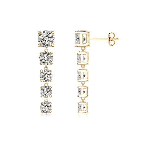 Angara 2.44 CTW Graduated Round Diamond Five-Stone Dangle Earrings in 18K Yellow Gold