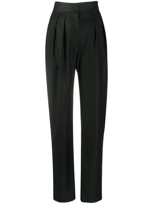 Tapered-leg wool trousers - Black
