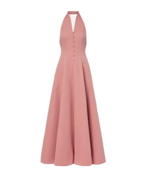 Stella halterneck cotton-blend gown