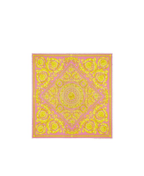 Barocco-print frayed scarf