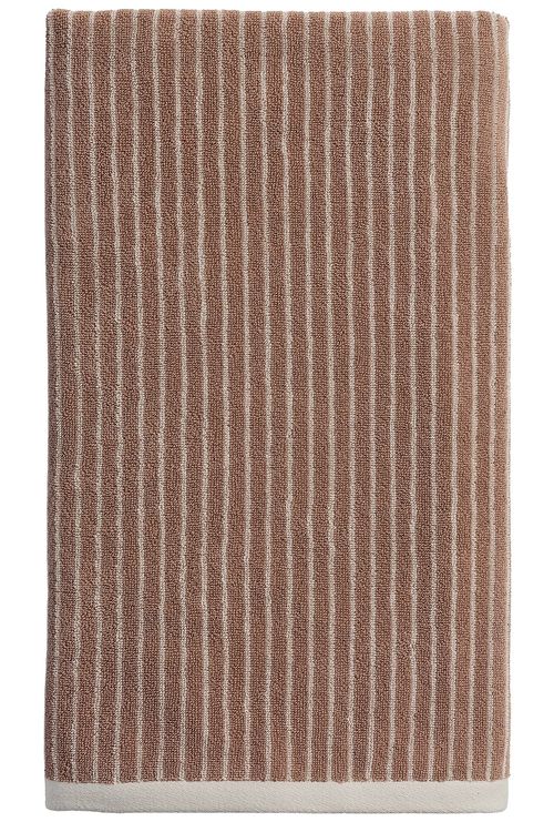 Parachute Pinstripe Bath Towel in Adobe & Alabaster - Red. a