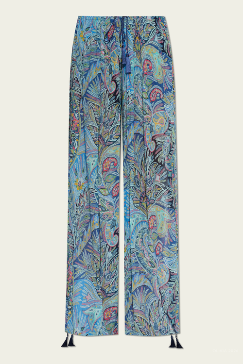 Floral Paisley Wide-Leg Pant in Multicolor