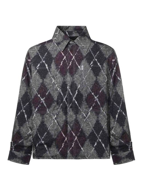 Diamond-Pattern Flannel Shirt