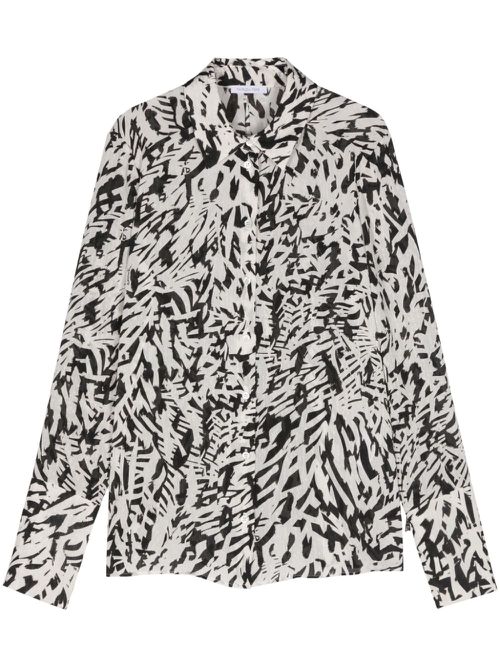 Abstract-print georgette shirt - Neutrals