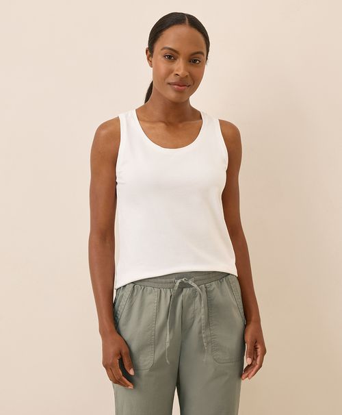 Women's White Luxe Stretch Jersey Tank