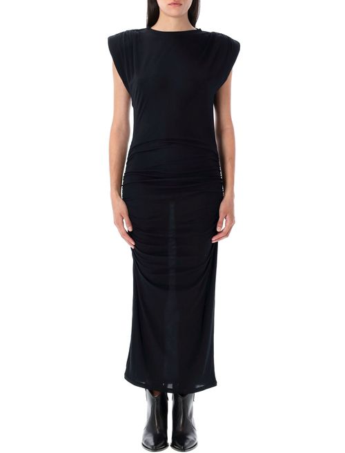 Padded-shoulder Midi Dress