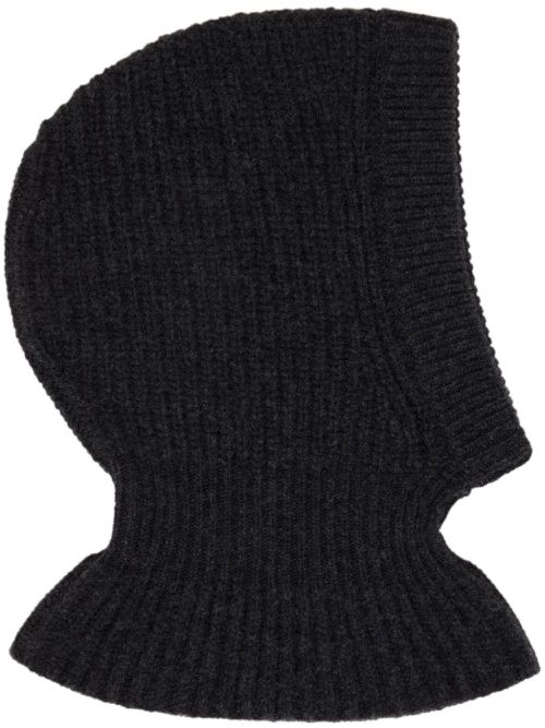 Ribbed-knit lambs wool balaclava - Grey