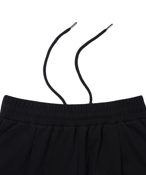One-Tuck Crystal Roll-Up Sweatpants Black