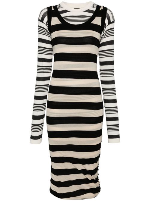 Stripes cotton midi dress - White