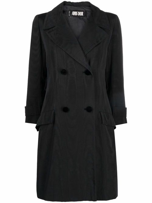 1970s pre-owned double-breasted trench coat - Black