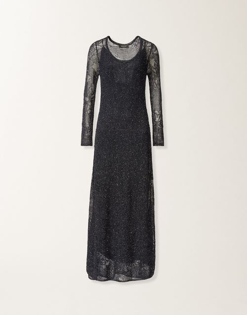 Dress in midnight blue micro sequins