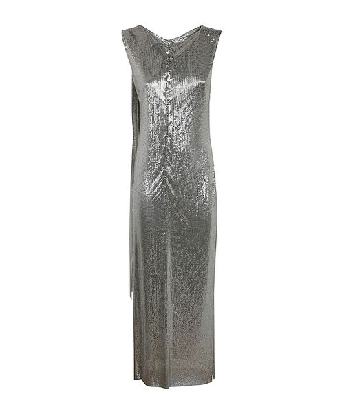 Metallic mesh gown