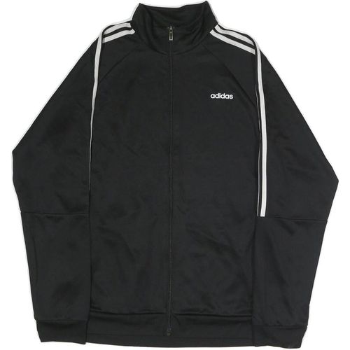 ADIDAS Mens Black & White Track Jacket XL Polyester Blend Zip Athletic