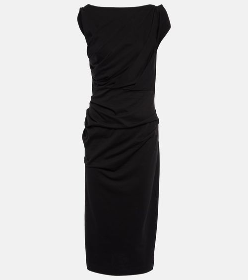 Gathered cotton jersey midi dress