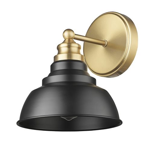 Matte Black and Brass Wall Sconce from the Bishop Collection