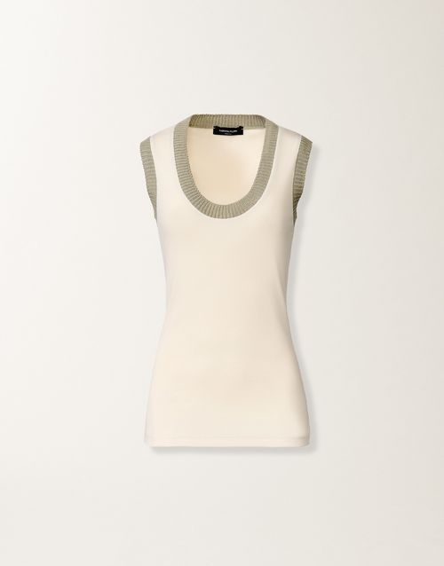 Jersey tank top in butter and khaki