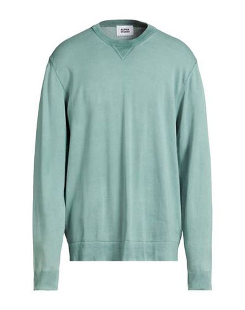 Man Sweater Light green Size 44 Cotton