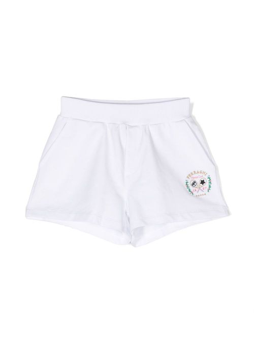 Embroidered-logo tennis shorts - White