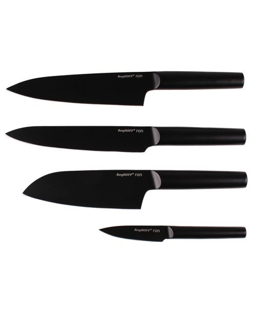 Ron Stainless Steel 4-Piece Knife Set - Black
