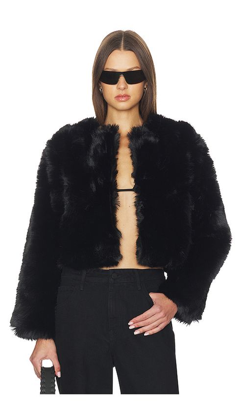 BLANKNYC Crop Faux Fur Coat in Cash Flow. XS also in L