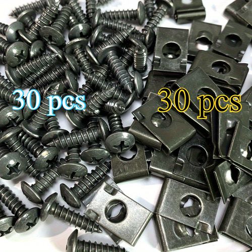 TEMU Heavy-duty Screws For Cars & Motorcycles 60/ 100pcs - Premium Metal Base Clips For Interior, Fender & Bumper - Anti-rust, Anti-corrosion