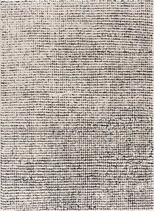 "Keita Cream & Black Grid Plush Rug