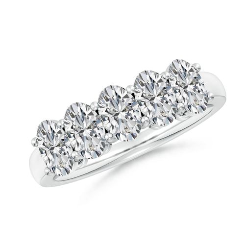 Angara 2.15 Carats Prong-Set Oval Diamond Five Stone Wedding Ring in 14K White Gold