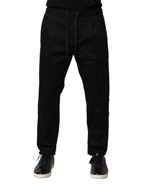 Cotton-Elastane Joggers — Black