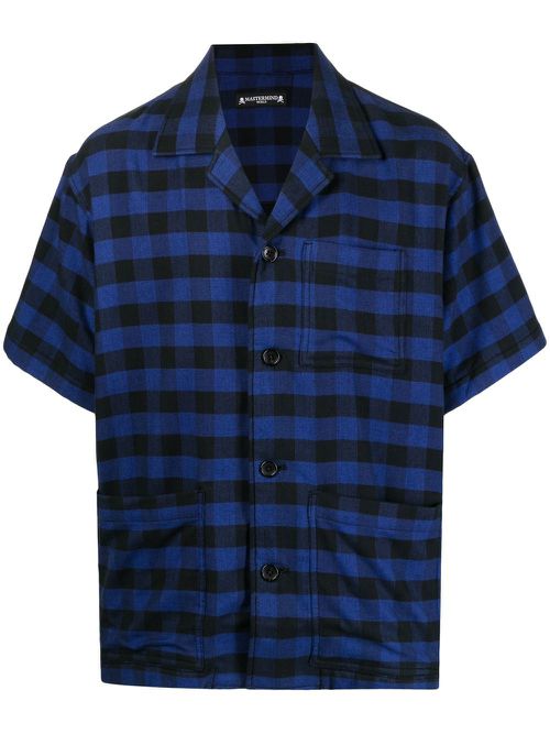 Plaid-check embroidered shirt - Blue