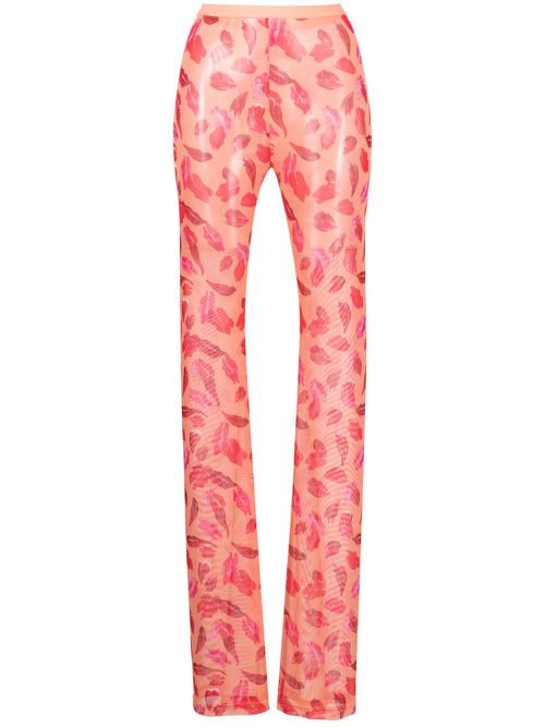 Mouth-print slim-cut trousers - Orange