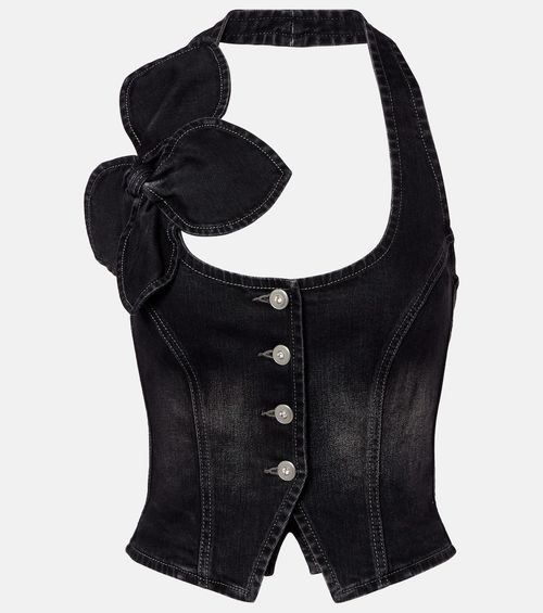 Bow-detail denim top