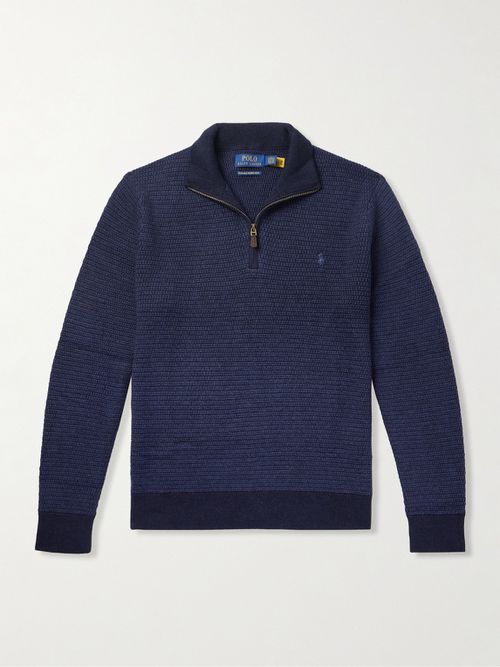 Men - Logo-Embroidered Merino Wool Half-Zip Sweater