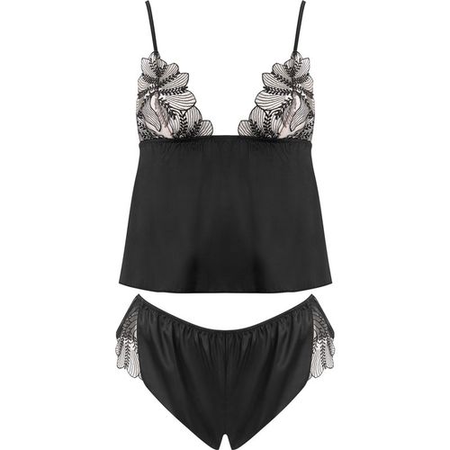Sadiya Satin Sheer Cami and Short Set Black