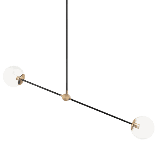 Aged Gold Brass Two Light Pendant from the Cosmic Collection