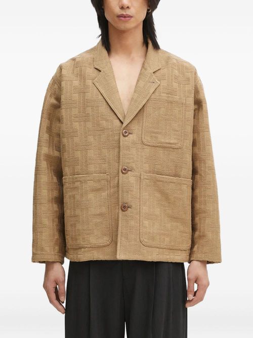 Patterned-weave workwear jacket - Neutrals