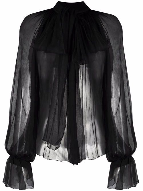 Bow-detail silk blouse - Black