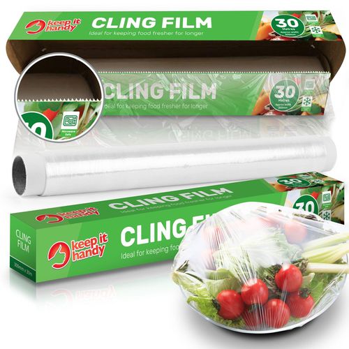 TEMU 30m / 180m Cling Film Roll | Wide Plastic Wrap For Food | Kitchen Cling Film With Dispenser | Microwave Wrap For , Meal Prep & Catering
